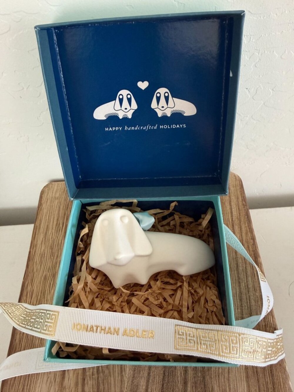 JONATHAN ADLER ornament HOUND dog, white porcelain bisque New